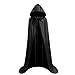 Produktbild Proumhang Schwarzer Umhang mit Kapuze Darth Vader Umhang Mittelalter Umhang Cape Mantel Satin Karneval Halloween Weihnachten Kostüm Erwachsene