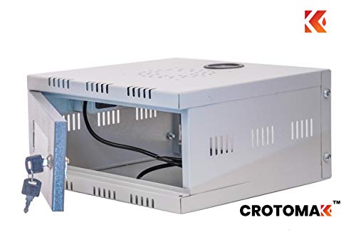 Crotomak 1U CCTV DVR Rack/NVR/Server/Network Rack with 3 Power Socket Plug Transparent Glass Door Metal Cabinet Box(Size 1: 30cm X 30cm X 15cm)