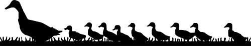 Image of Decals - Mama Duck & Baby Ducks Picture Art -Color=AS Seen - Size=8"X30"- Peel & Stick Vinyl Wall Sticker