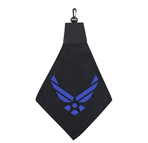 Tromic USA U.S. Air Force Symbol Logo Airman USAF Triangle Golf Towel with Pleather & Swivel Hook Father's Day Club Ball Tee Golfing Gift Birthday Variety Colors Towels Vinyl