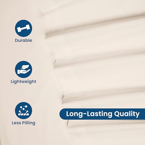 Martex Twin Ivory 3-Piece Bed Sheet Set - 225 Thread Count Cotton Blend, Super Soft, Easy Care, Wrinkle Resistant