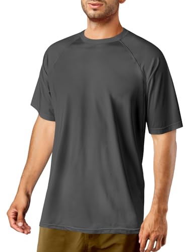 Rash Guard for Men UPF 50+ UV Sun Protection Swim Shirts Short Sleeve Quick Dry Lightweight Fishing Running Water Shirts