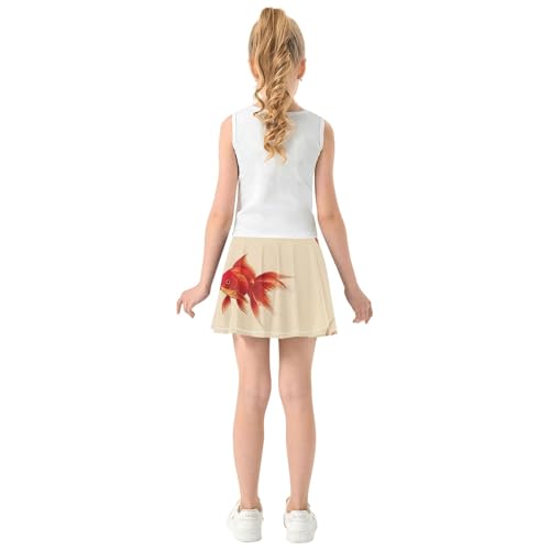 Gymnastics Athletic Shorts Girls Skorts Tennis Skirts Kids Flowy Skort Cute Red Goldfish Beige 4t4