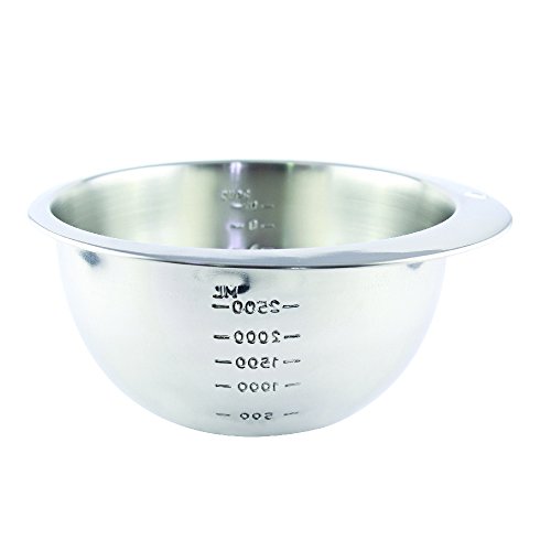 Zenker 29632 Bol à mixer inox, bol à mixer à pâtisserie, cul de poule pour pâtisserie, Acier inoxydable, Argenté, 2,5 litres