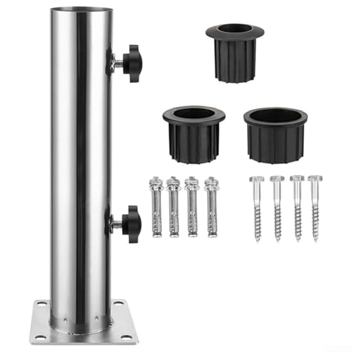 Kit de base de soporte para sombrilla de jardín, sistema de soporte de manga de tierra de metal con accesorios de instalación para patio al aire libre, soporte de sombrilla (cuatro agujeros)