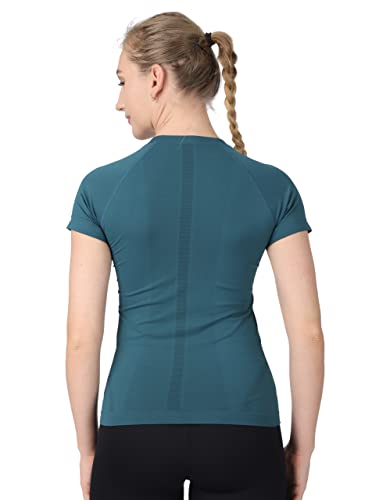 Image of MathCat Seamless Workout Tops for Women Short Sleeve Yoga Running Shirts,Breathable Athletic Compression Shirt Women XS-XL
