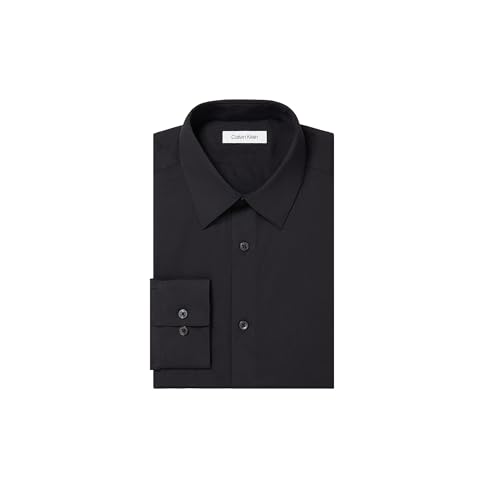 Calvin Klein Men's Dress Shirts Slim Fit Non Iron Solid, Black, 15.5" Neck 34"-35" Sleeve - image 3