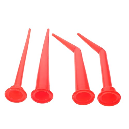 JUMPLAWN 4 Piezas Boquilla Larga de Gel para Pistola de Silicona Roja Aplicación Precisa, Diseño Curvado y Delgado Adecuado para Sellado de Ventanas y Reparación de Coches