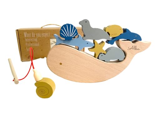 Jeu de pêche en bois et aimanté - Thème Océan | Cadeau de Bapteme naissance anniversaire | Cadeau enfant et bébé | Jeu ludique pour enfants en bois