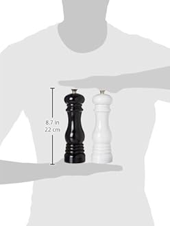 Le Creuset Salt and Pepper Mill Set, 8" x 2 1/2" each, Black & White