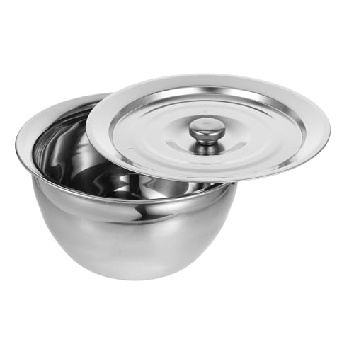 Tazón grande de acero inoxidable con tapa 9 pulg para cocina miniatura 1
