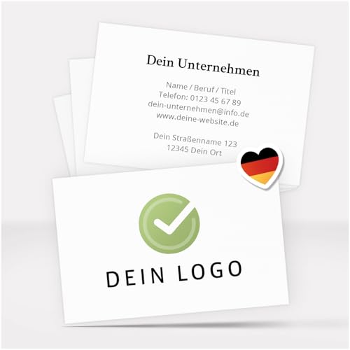 100 Visitenkarten personalisiert Beidseitig bedruckt mit Logo Text QR-Code Foto | Individuell gestalten drucken lassen Premium Blanko Weiss Adresse Firma Business Cards