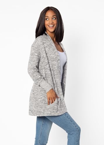 Image of chicka-d Women's Cozy Fleece Cardigan Heather Grey