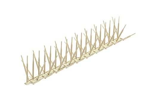 Bird B Gone - Tan Plastic Anti Bird Spikes (100') - Humane Deterrent - Stops Pigeons & Birds from Roosting - UV-Stabilized Polycarbonate - for Rooftops, Ledges, Fences, Etc - Made in USA