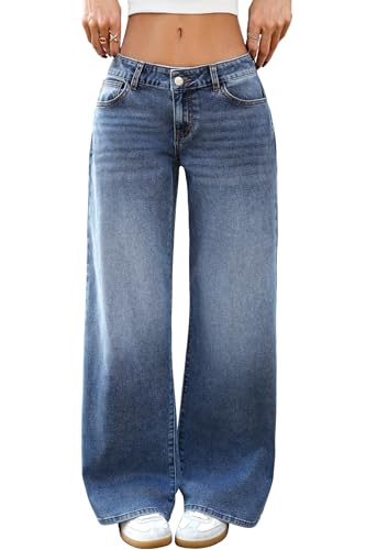 ELLEVEN Low-Rise Baggy Jeans for Women Y2k Wide Leg Loose Denim Pants High Stretchy Boyfriend Long...
