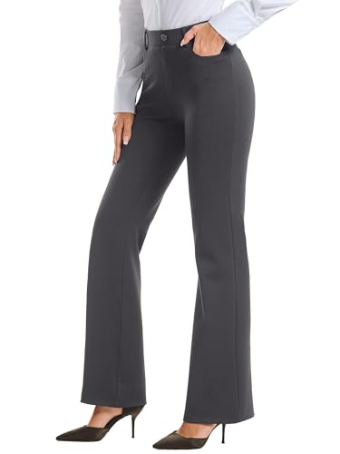 Image of Stelle Women 28 inch /30 inch / 32 inch Bootcut Dress Pants Business Casual Work Pants with Pockets Pull On Regular Slacks for Office