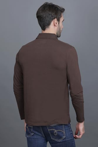 Image of Polo Full Sleeve t Shirt for Men Cotton with Pocket and Collar - Regular Fit Tshirt
