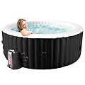 Inflatable Hot Tub, 2-4 Person Round Portable Hot Tub, Leak-Proof PVC Outdoor Spa with 110 Air Jets, Blow up Hot Tub with Heater Pump and Insulated Cover, 71” X 71” X 25”