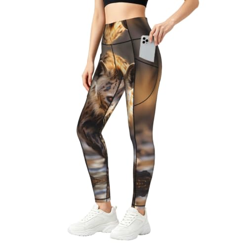 Pantalones de yoga para mujer Lone Hyena de cintura alta suaves con bolsillo