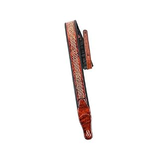 Walker & Williams GB-181 Sangle rembourrée Motif tresse celtique Marron Bourbon - Les Beatles, Paul McCartney, John Lennon, RIngo Starr, George Harrison Walker & Williams GB-181 Sangle rembourrée Motif tresse celtique Marron Bourbon – Image 2