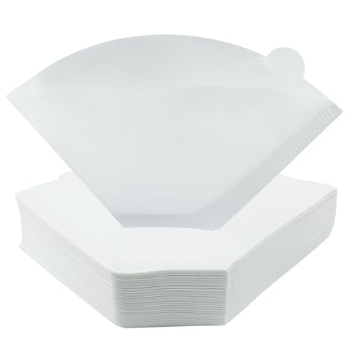 Rierdge 200 Count Cone Coffee Filter, #2 White Natural Cone Coffee Filter Paper fit for Drip Coffee Dripper Coffee Maker (1-4 Cup)