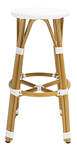 Safavieh PAT4018C Outdoor Collection Kelsey White 30-inch Bar Stool