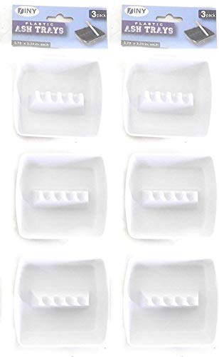 Juego de ceniceros de plástico para cigarrillos, uso interior o exterior, 9,5 x 8,5 cm, color blanco o negro (2 unidades, blanco)