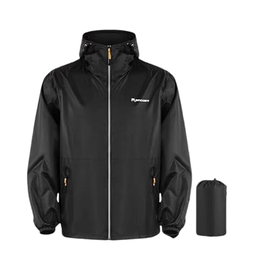 Celanisai Chubasquero para hombre, impermeable, transpirable, para bicicleta, con capucha y bolsillos con cremallera, cortavientos de manga larga, chaqueta de entretiempo, ligera, fina, de verano, O