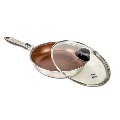 王様フライパンPENTA(ペンタ2.0) 24cm 浅型 蓋セット アンティックゴールド 日本製 10年保証 PFOA PFOSフリー ガス火 IH 取っ手が取れる オーブン対応 安全 安心 健康 焦げ付かない こびりつかない 焦げない くっつかない 長持