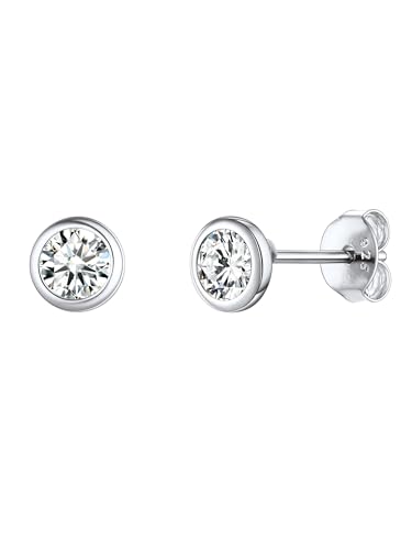 ChicSilver Plata 925 Pendientes Circonita Brillante Mujer Aretes Simple 4mm