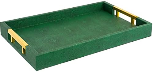 Modern Elegant 17.5"x12" Rectangle Emerald Green Shagreen Faux Le...