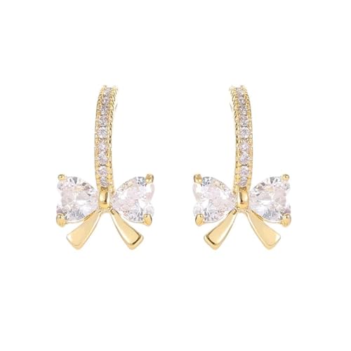 New 2026 In South Korea Fashion Simple Refined High Copper Zircon Bow Earrings Gift Party Wedding Women Jewelry Trendy Accessories Creative