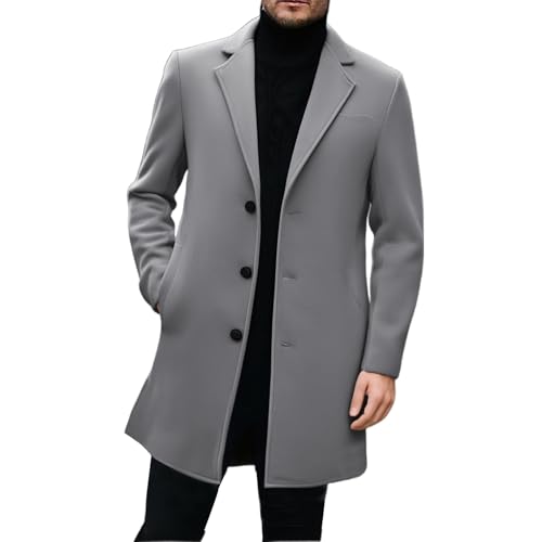 Chaqueta de mezcla de lana cortavientos ropa de abrigo casual de otoño e invierno para hombre
