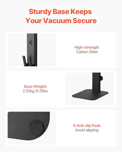 Image of VEVOR Vacuum Stand Compatible with Dyson G5 V15 V12 V11 V10 V8 V7 V6 Series Upright Vacuums Cleaners & Accessary, Stable Storage Stand Holder with 6 Hooks and Non-Slip Footpads, Black