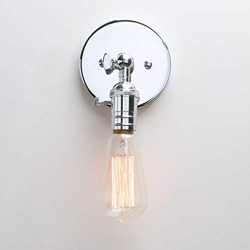 Permo Minimalist Single Socket 1- Light Wall Sconce Lighting With On/Off Switch (Chrome) #TOP2