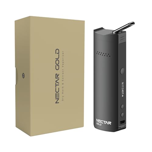 Nectar Gold Dry Herb Vaporizer | Vaporiser for Herbs & Extracts with 3-Years Warranty | 8 Session Replaceable Battery, Isolated Airflow, Temperature Precision, Accessories Included