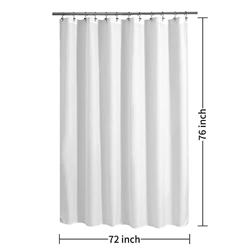 Image of ALYVIA SPRING Long Fabric Shower Curtain Liner Waterproof - 72 inch x 76 inch, Soft & Lightweight Long Shower Curtain with Magnets, Machine Washable - 72x76, White