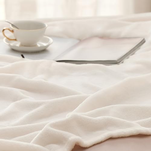 Image of Bedsure GentleSoft Fleece Bed Blankets Full Size Cream - Soft Lightweight Plush Fuzzy Cozy Luxury Blanket Microfiber, 84x90 inches