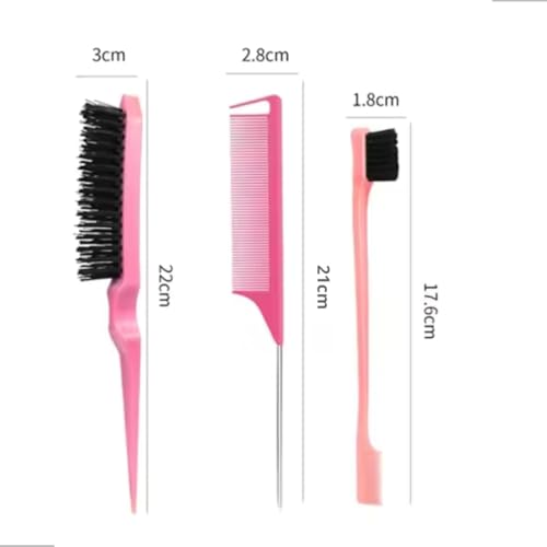 Kit Pente Escova Separador de Mechas Pente Cabo metálico Lace escovinha Baby Hair