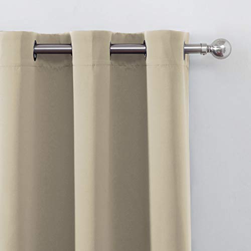 Image of LEMOMO Blackout Curtains 42 x 95 inch /Beige Curtains Set of 2 Panels /Thermal Insulated Room Darkening Bedroom Curtains