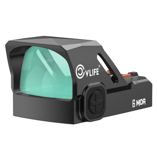 CVLIFE WolfCovert Motion Awake 6 MOA Green Dot Sight for Doctor Cut Footprint, Integrated Fiber Green Dot Scope for Full-Sized Pistols, Open Reflex Optics with Adapter for MOS & 21MM Picatinny