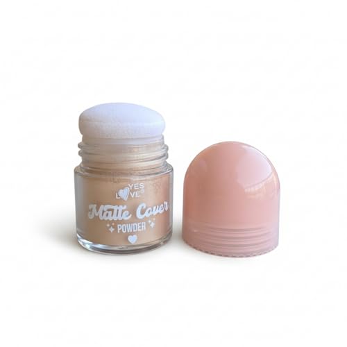Yes Love Maquillaje Polvo Suelto Impermeable con Borla, Acabado Matte, Resistente al Sudor, Control de Brillo, Makeup (1)