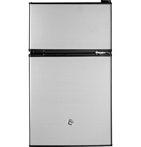 GE Mini Fridge With Freezer | 3.1 Cubic Ft. | Double-Door Design With Glass Shelves, Crisper Drawer...