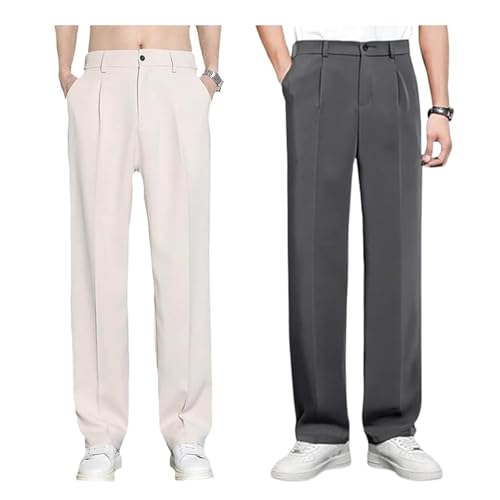 Denimblack Pants for Men, Super Stretch Ice Silk Comfort Everyday Pants, Slim Fit Lightweight Straight2