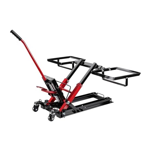 Wiltec Hydraulik-Heber 3 in 1, Motorradheber bis 300 kg, Quad Hebebühne Hubhöhe bis 53 cm, Mobile Hebebühne für ATV, Rasenmäher, Motorräder