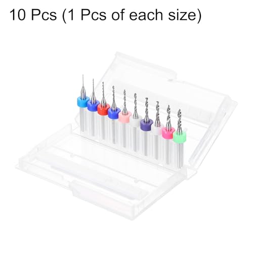 QUARKZMAN 10-teilig PCB Bohrersatz 0,5mm-2,2mm, 3,175mm Schaft, Wolframkarbid Mikro Spiralbohrer Werkzeuge Für Leiterplatten Schmuck Plastik Holz Weichmetall
