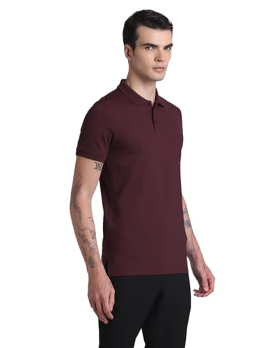 Image of JACK & JONES Men's Cotton Solid Slim Fit Polo T-Shirt