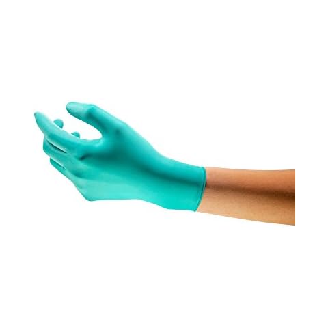 Ansell TouchNTuff 92-500 inweg-Nitrilhandschuhe Gepudert, Latexfrei Handschuh, Exzellenter Schutz bei Mechanik- und Chemikalienarbeiten, Lebensmitteln, Grün, Grün, Größe M (100 Handschuhe) Cover