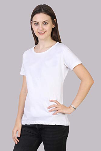 Image of FLEXIMAA Women's Cotton Plain Round Neck Half Sleeve T-Shirt