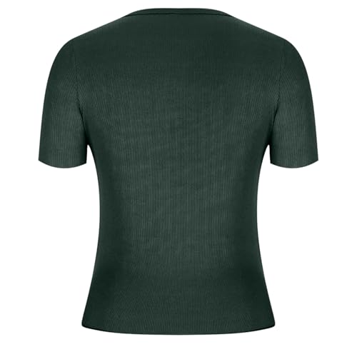 Workout Tops for Women Trendy Summer Teen Girls Y2K Crop Tops Ribbed Knit Slim Fit Casual Short Sleeve Basic T Shirts2